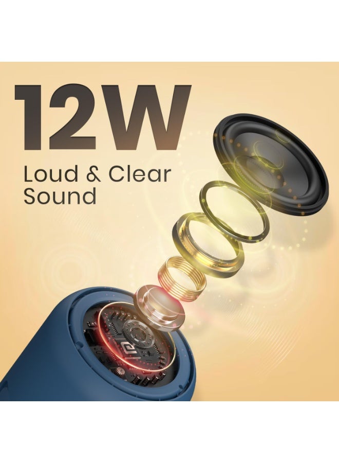 بورترونيكس Portronics SoundDrum 1 12W TWS Portable Bluetooth Speaker with Powerful Bass, Bluetooth 5.3V, 360° Surround Sound, USB Drive in, Type C Fast Charging(Blue) - Image 4